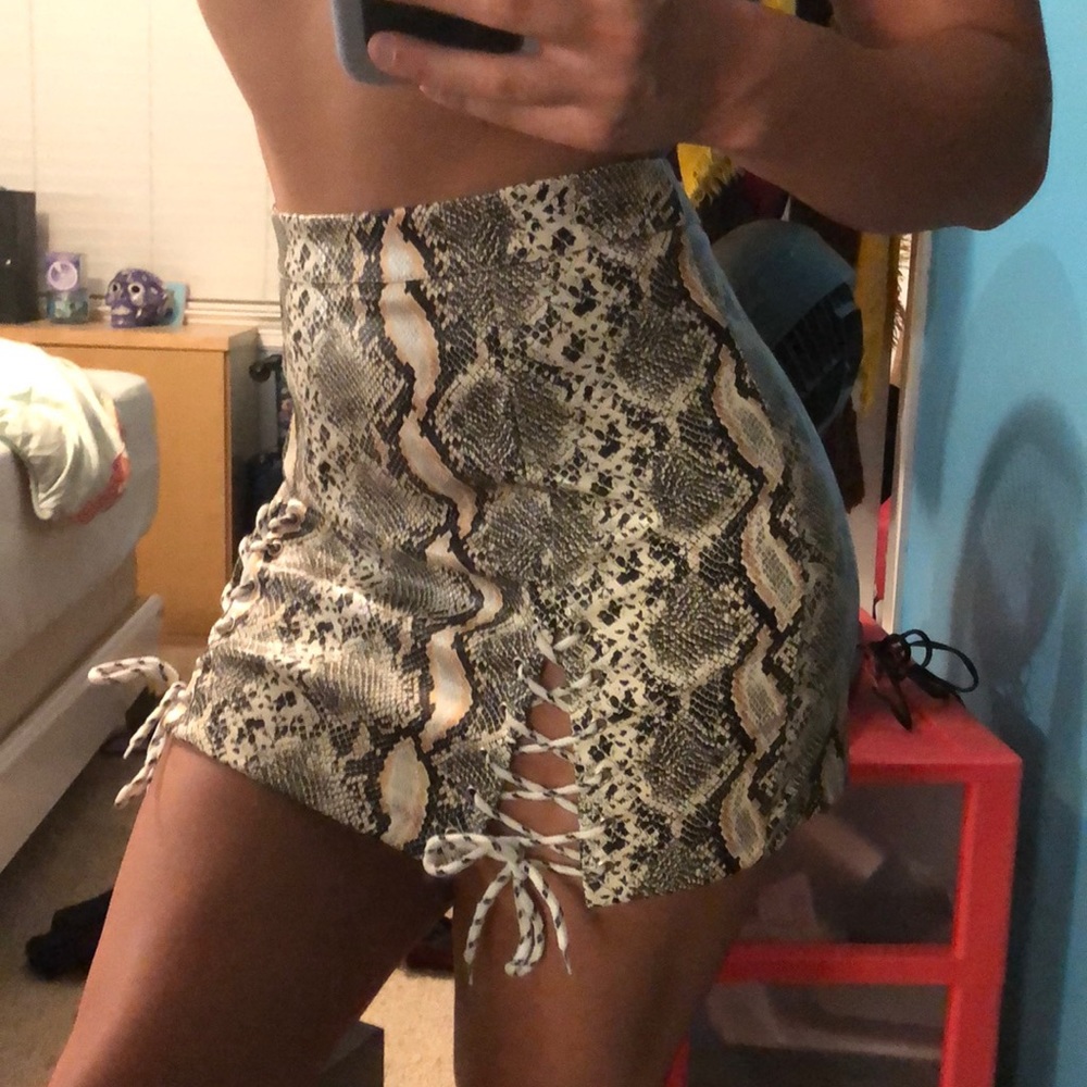 Snakeskin Mini Skirt